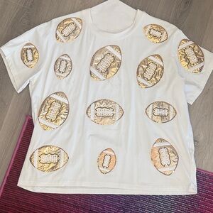 QUEEN OF SPARKLES White and Gold Football Tee